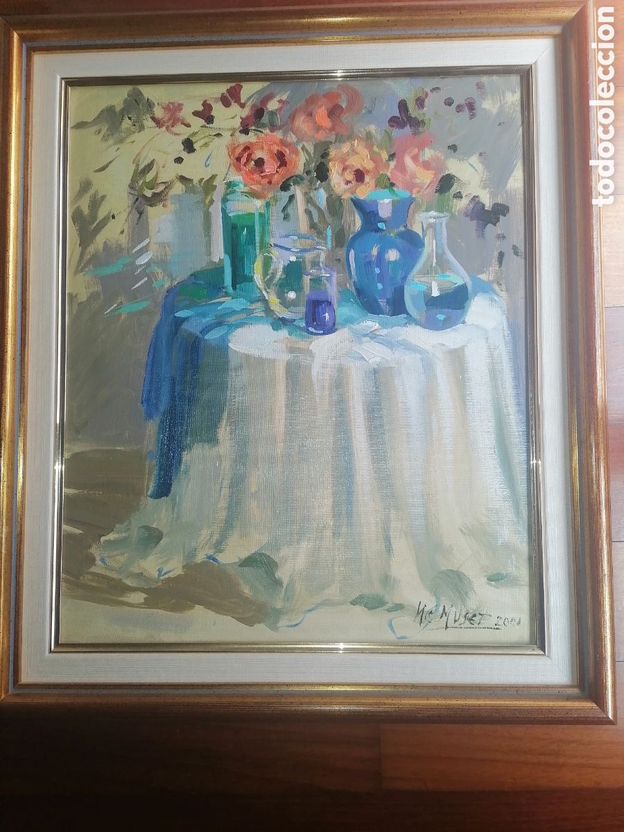 Arte: &Oacute;leo Original de Mar&iacute;a Carmen Muset (2004) &ndash; Bodeg&oacute;n Impresionista Enmarcado
