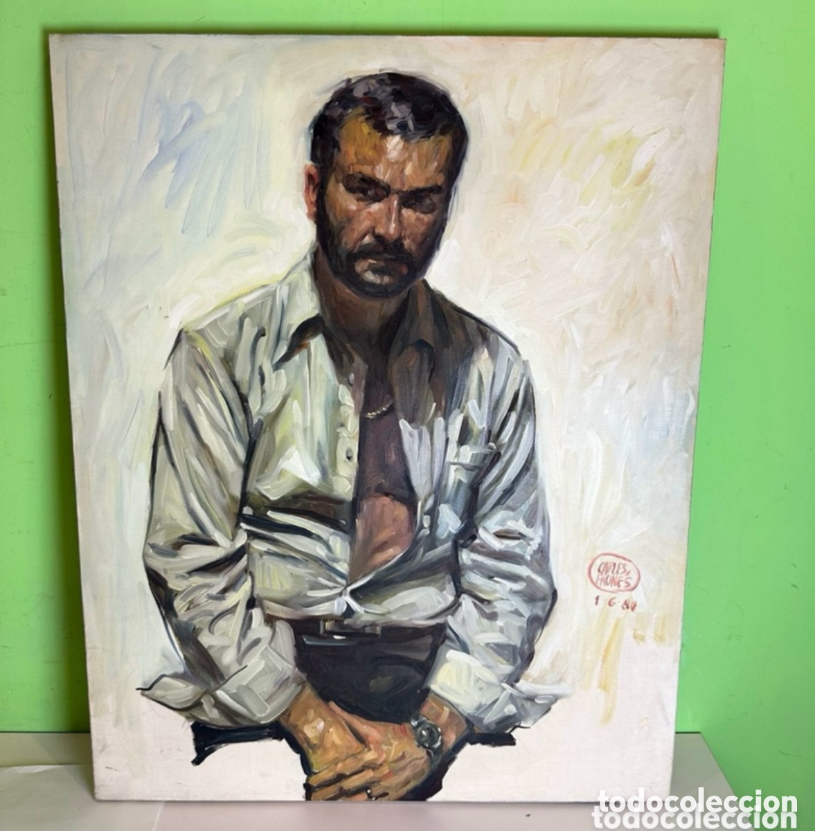 Arte: Carles Prun&eacute;s (Barcelona, 1937-2017) &Oacute;leo original firmado y fechado. Posible autorretrato.80 x 60cm