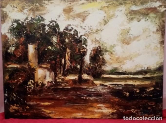 Kunst: Magn&iacute;fica pintura horizontal. Paisaje en Ocres. &Oacute;leo sobre lienzo. 80,7cm x 60cm