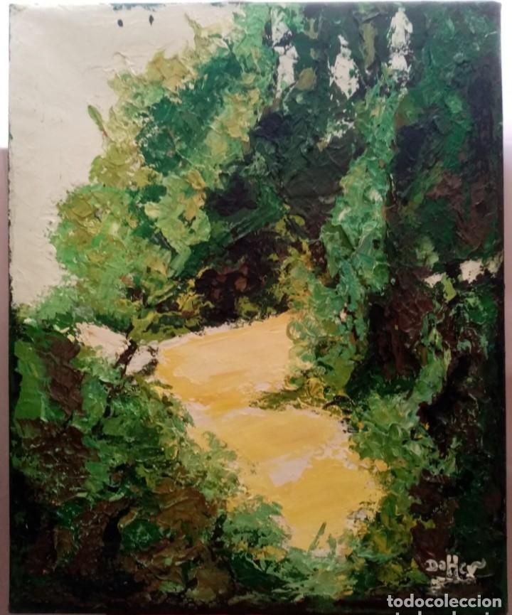 Kunst: Preciosa pintura. Arboleda y lago amarillo (2). &Oacute;leo sobre lienzo. 70cm x 56.5cm