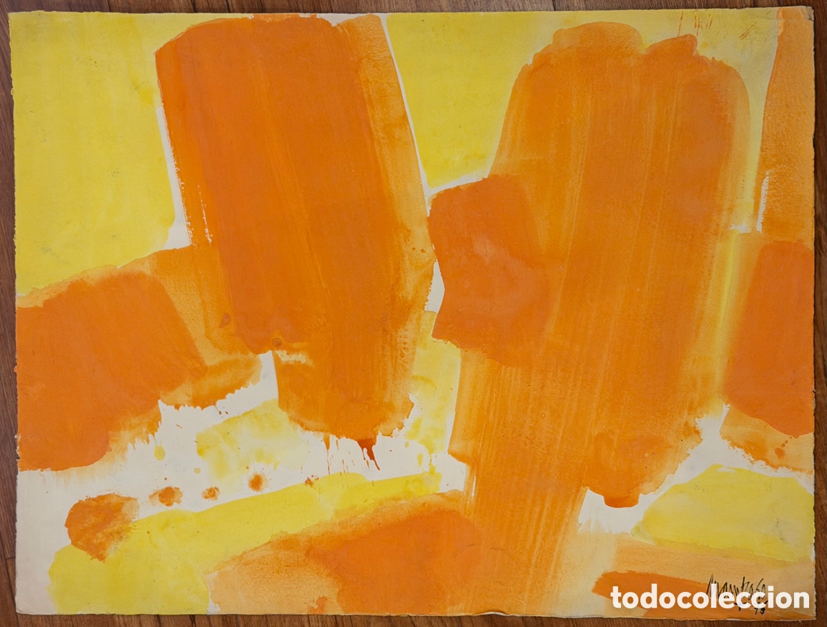 Arte: Manuel Mampaso. 1975. Muy bella. Acuarela sobre cart&oacute;n. Expresionismo abstracto. Vanguardias.