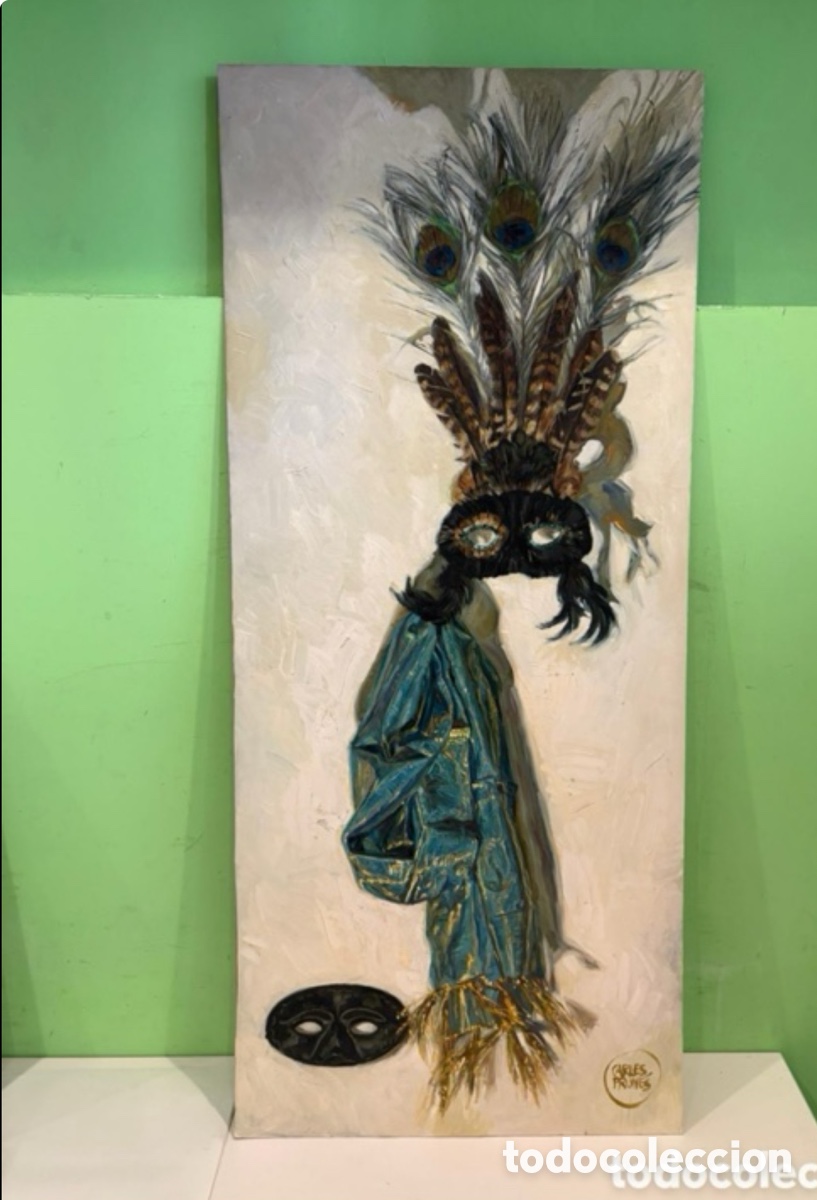 Arte: Carles Prun&eacute;s (1937-2017) &Oacute;leo original sobre tabla &rdquo;M&aacute;scaras de carnaval&rdquo; firmado