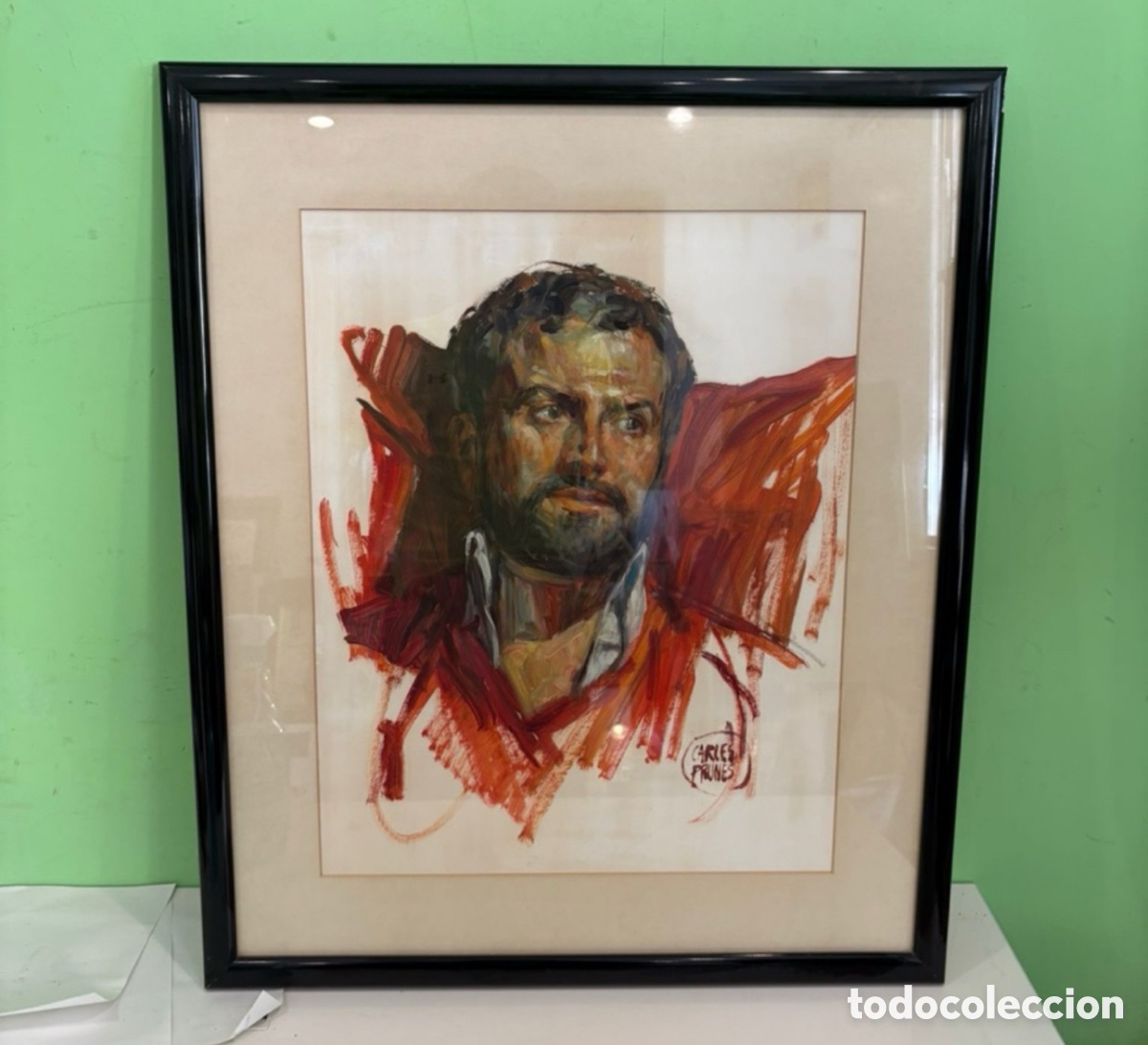 Arte: Carles Prun&eacute;s (1937-2017) - Retrato masculino original - &Oacute;leo firmado