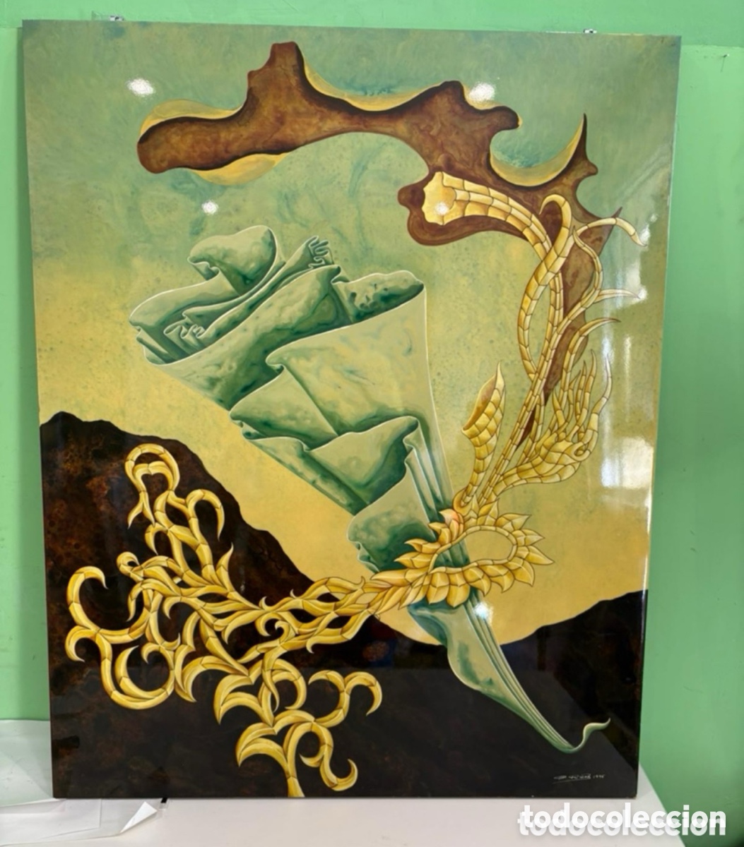 Arte: Pere Riera (1996) - &Oacute;leo original surrealista firmado - Obra n&deg; 21 - Realismo fant&aacute;stico