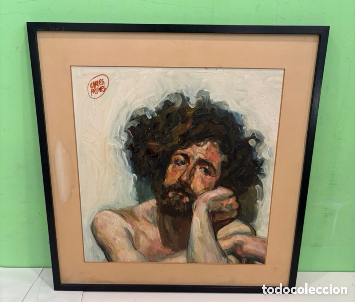 Kunst: Carles Prun&eacute;s (1937-2017) - Retrato masculino - &Oacute;leo original firmado - Gran calidad