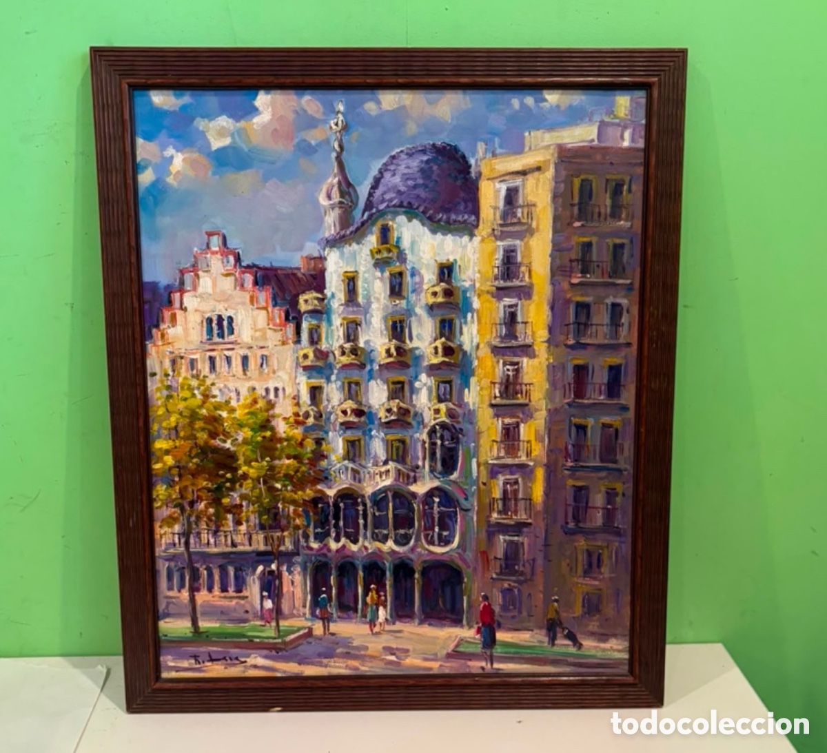 Arte: &Oacute;leo sobre lienzo firmado &ndash; Casa Batll&oacute; de Antoni Gaud&iacute;, Barcelona &ndash; Obra a identificar (60 &times; 45 cm)