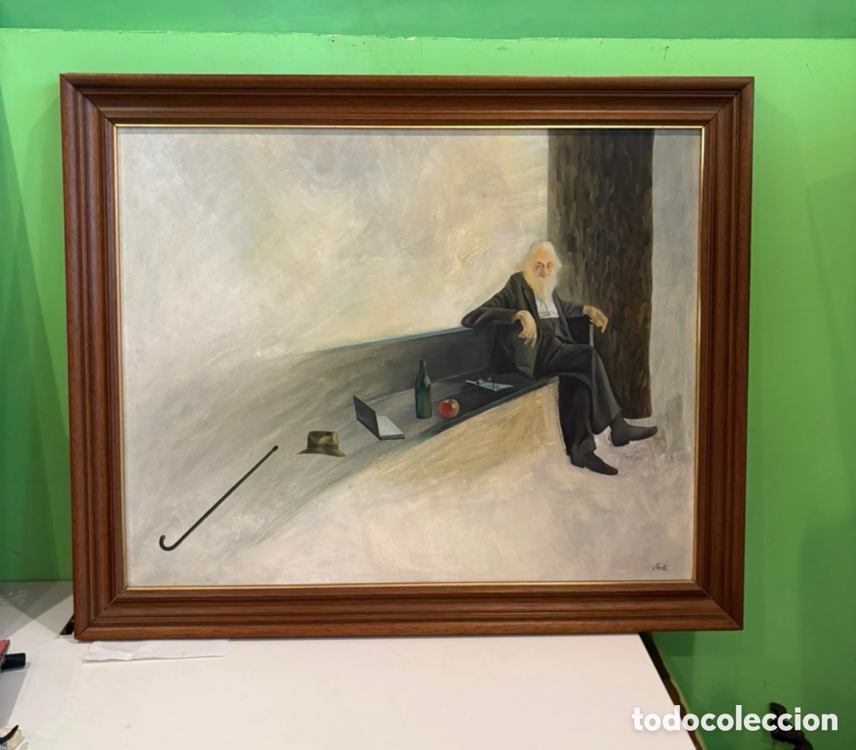 Arte: Bartolom&eacute; Liarte &ndash; &ldquo;Hombre esperando&rdquo; &ndash; &Oacute;leo sobre lienzo firmado y etiquetado (98 &times; 73 cm)
