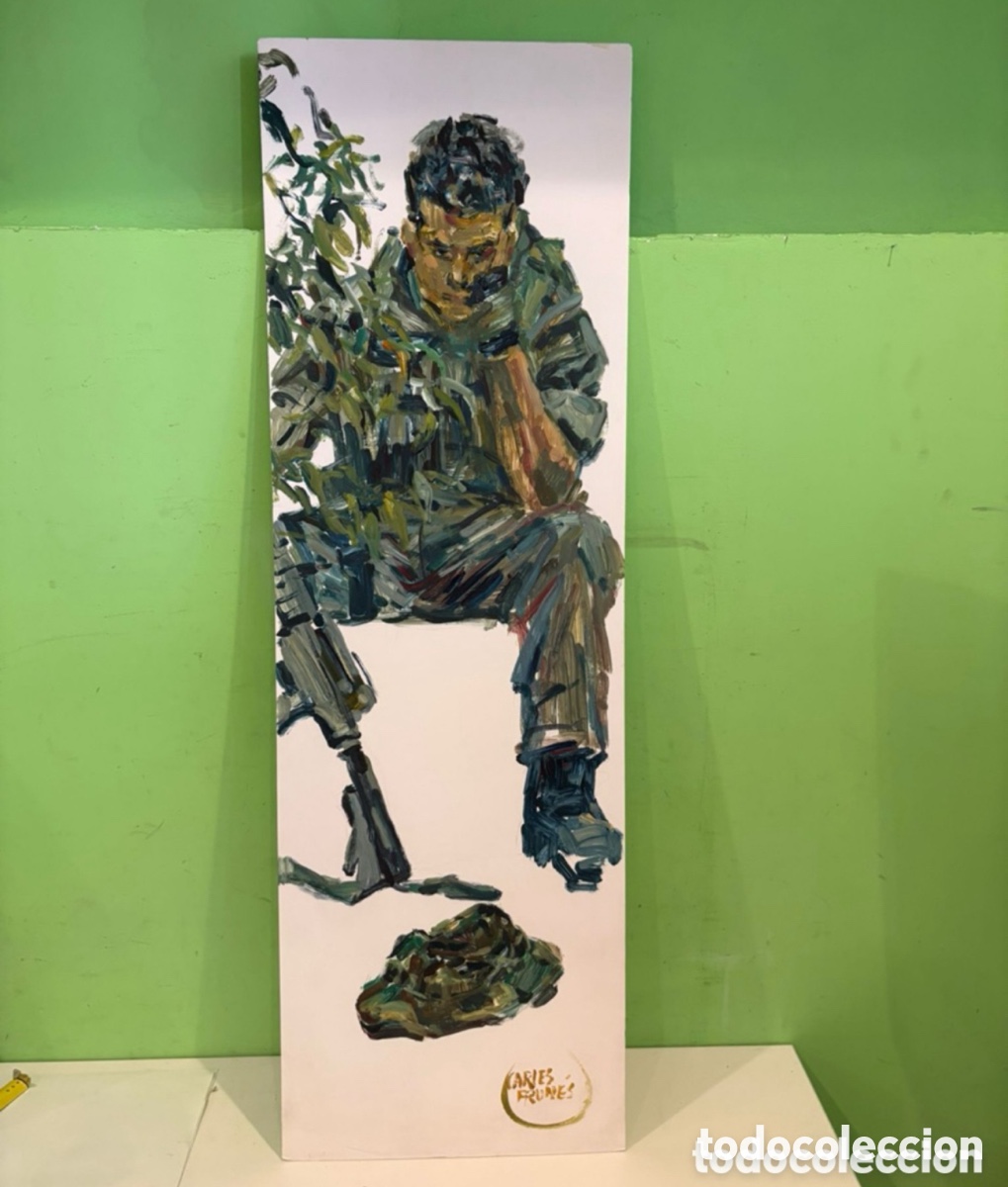 Arte: Carles Prun&eacute;s (1937-2017) &Oacute;leo original sobre tabla &rdquo;Descanso del soldado&rdquo; (Albert Model) firmado