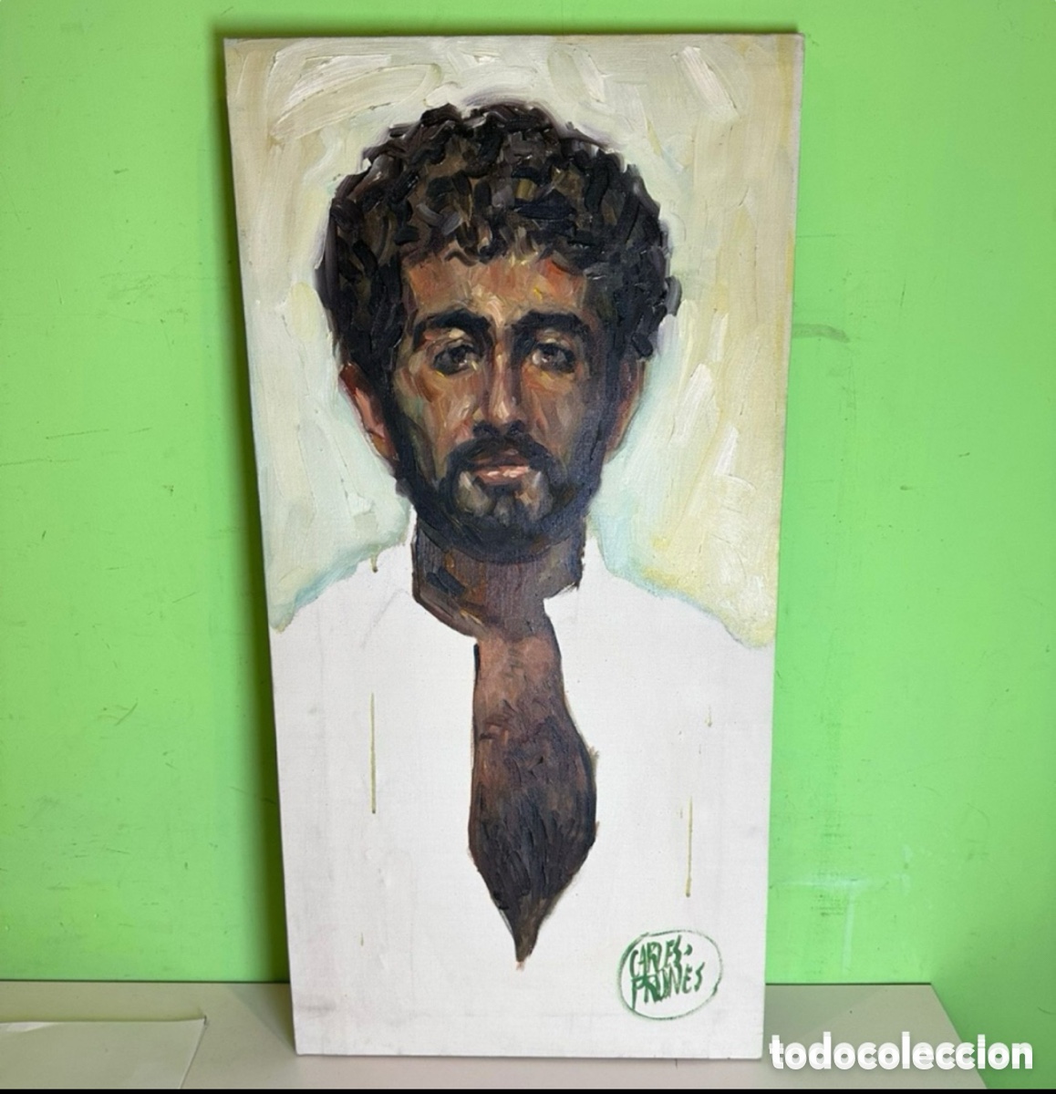 Kunst: Carles Prun&eacute;s (Barcelona, 1937-2017) - &Oacute;leo original sobre lienzo, retrato masculino, firmado