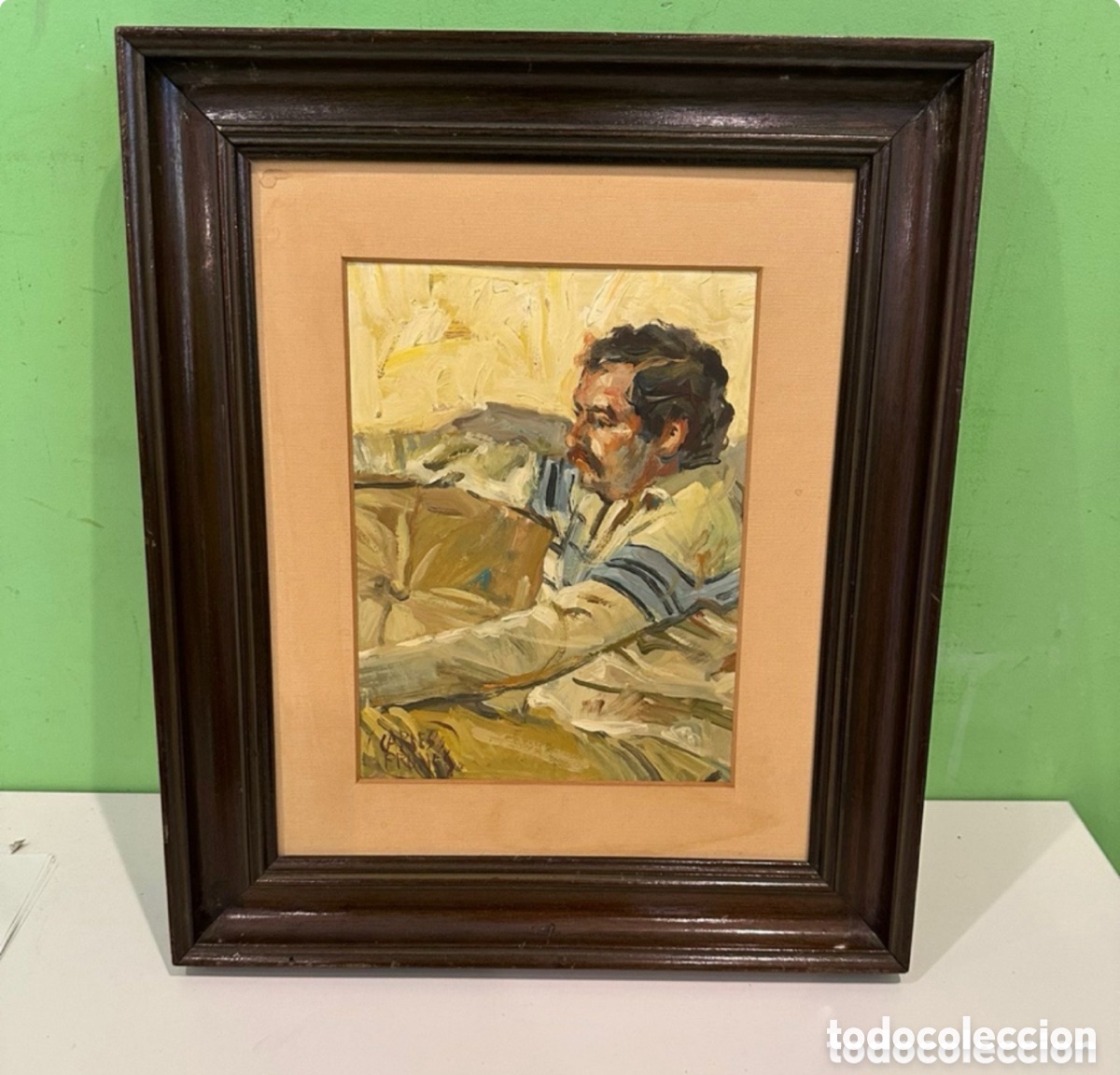 Arte: Carles Prun&eacute;s (Barcelona 1937-2017) &Oacute;leo original sobre firmado. autorretrato bajo cristal