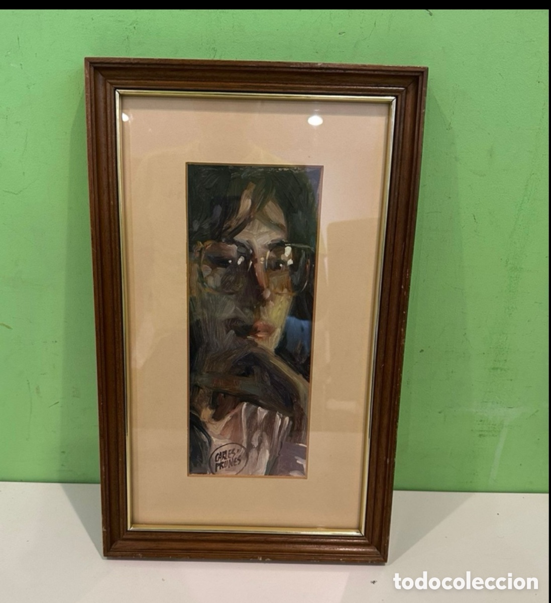 Kunst: Carles Prun&eacute;s (Barcelona 1937-2017) &Oacute;leo original firmado Retrato de mujer bajo cristal
