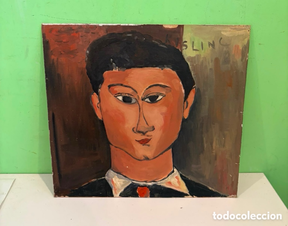 Arte: &Oacute;leo sobre tablex &ndash; Copia de Mo&iuml;se Kisling (1891-1953) &ndash; Retrato &ndash; 40 &times; 44 cm