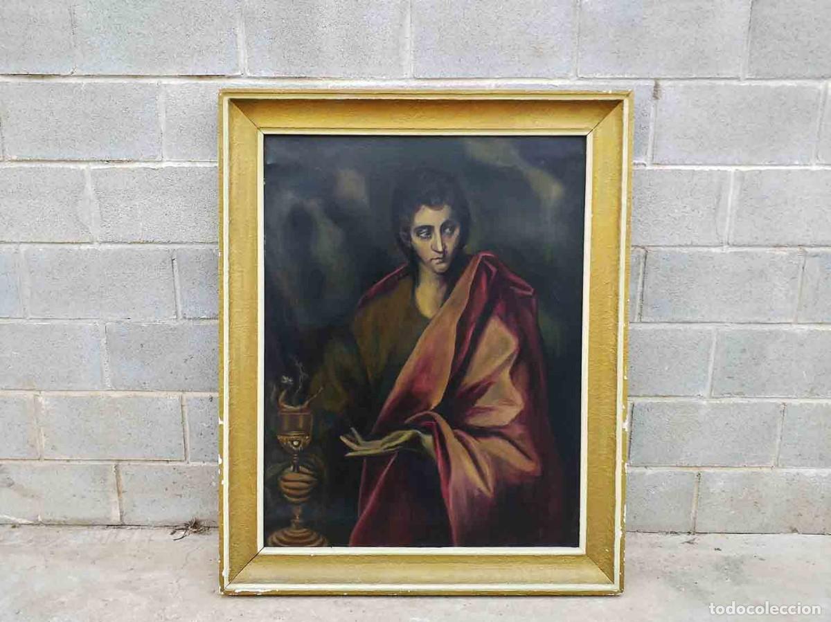 Arte: Cuadro pintura San Juan Evangelista El Greco, cuadro oleo sobre lienzo.
