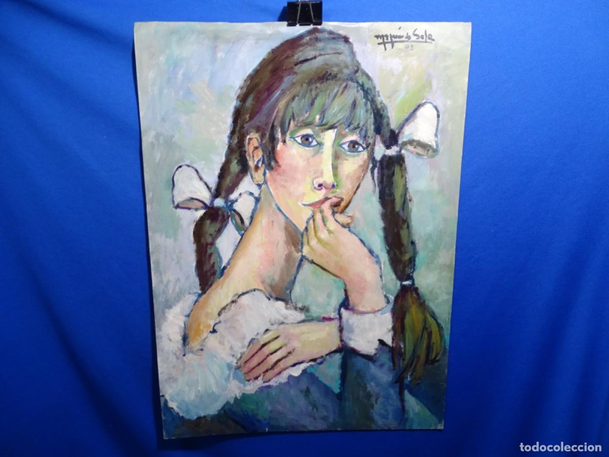 Arte: GRAN &Oacute;LEO SOBRE CARTULINA MAR&Iacute;A JES&Uacute;S DE SOLA YUSTE 92. RETRATO CHICA.