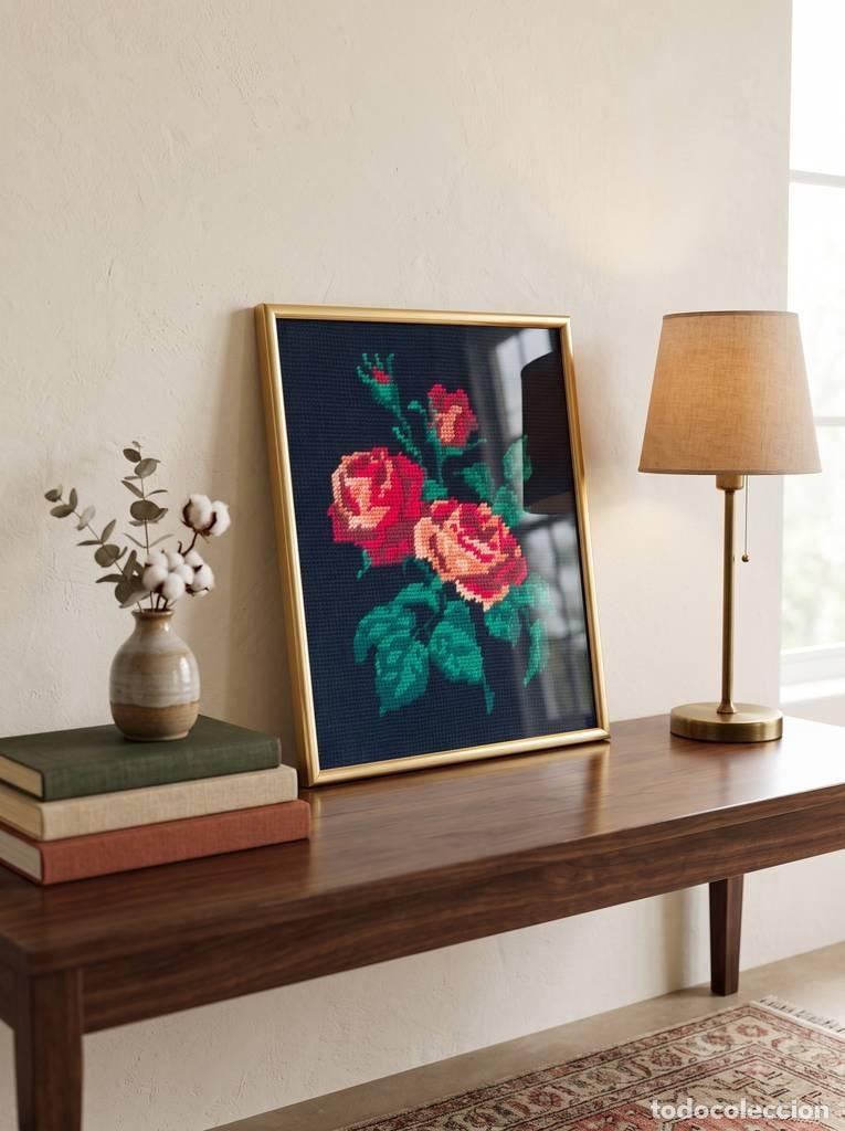 Arte: CUADRO BORDADO DE ROSAS