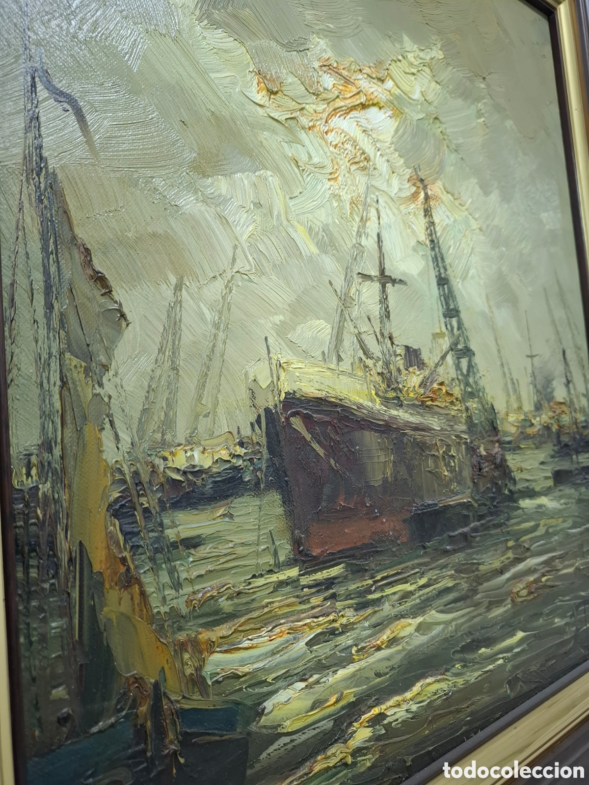 Arte: &Oacute;leo de barcos en puerto industrial - Foto 3
