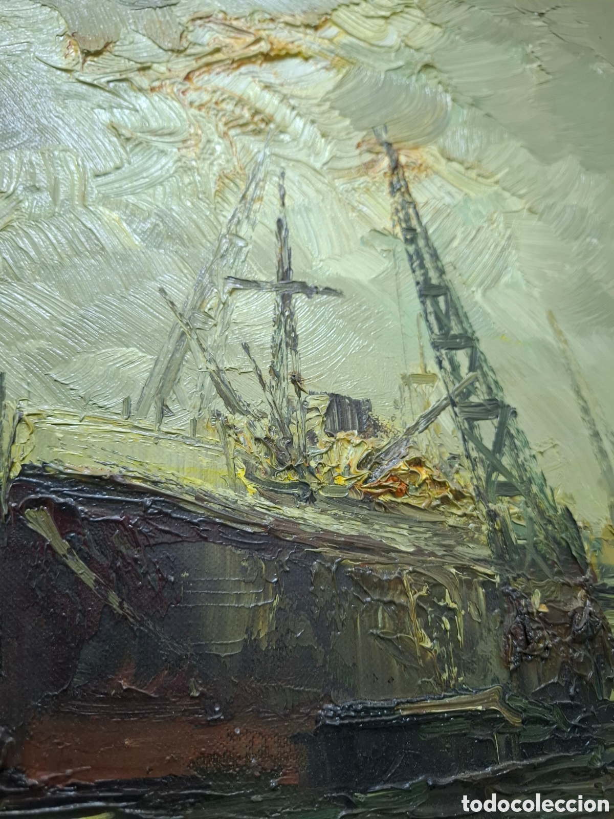 Arte: &Oacute;leo de barcos en puerto industrial - Foto 4