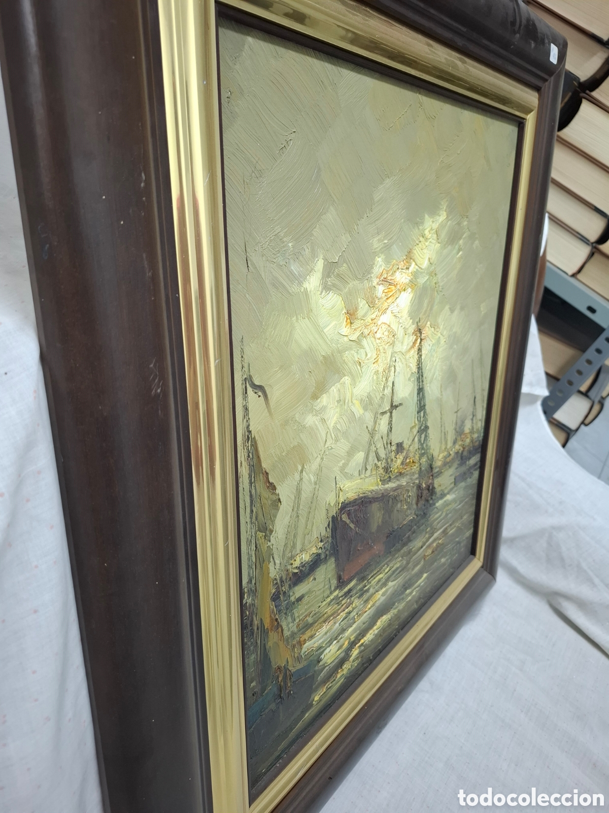 Arte: &Oacute;leo de barcos en puerto industrial - Foto 5