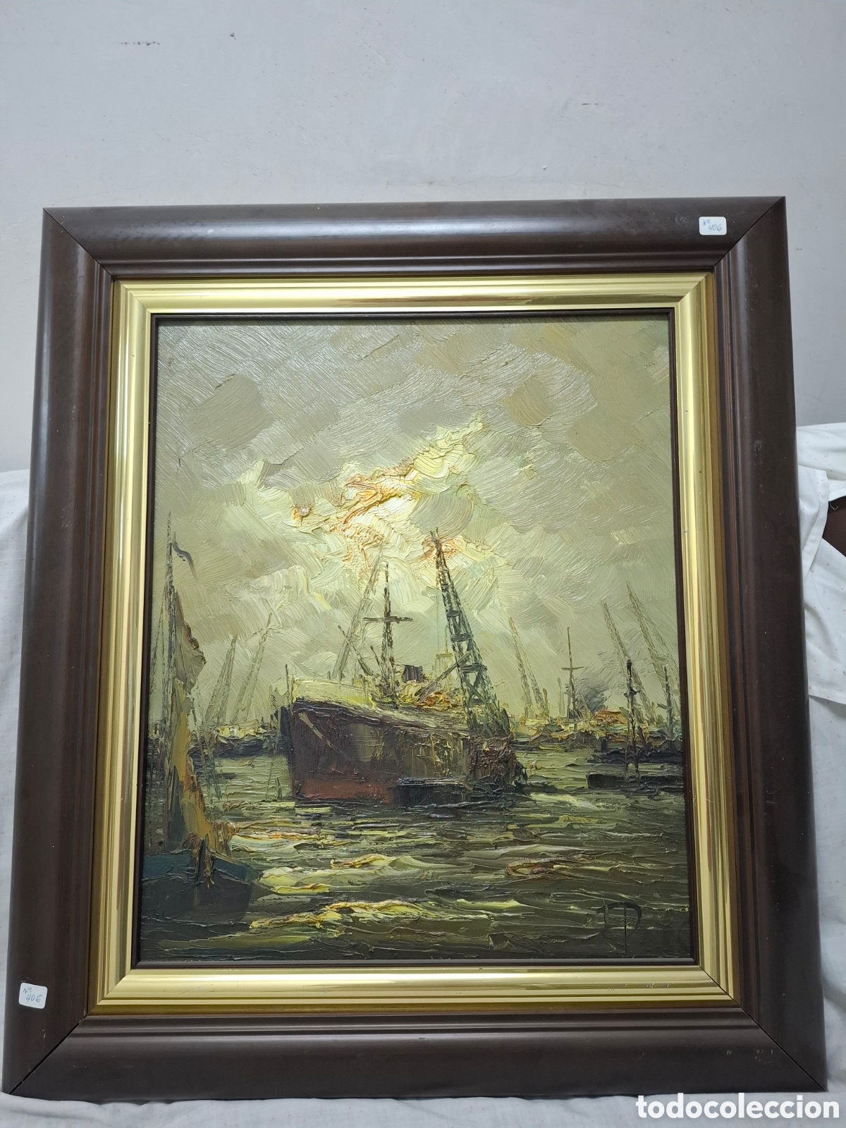 Arte: &Oacute;leo de barcos en puerto industrial - Foto 2