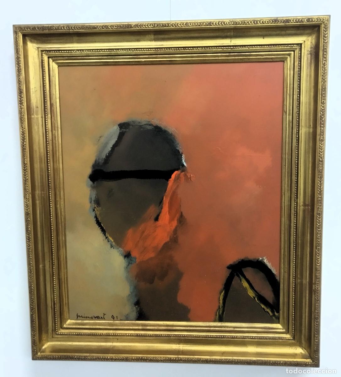 Arte: &Oacute;leo sobre lienzo firmado Guinovart. Josep Guinovart. Fechado en 1991. Enmarcado