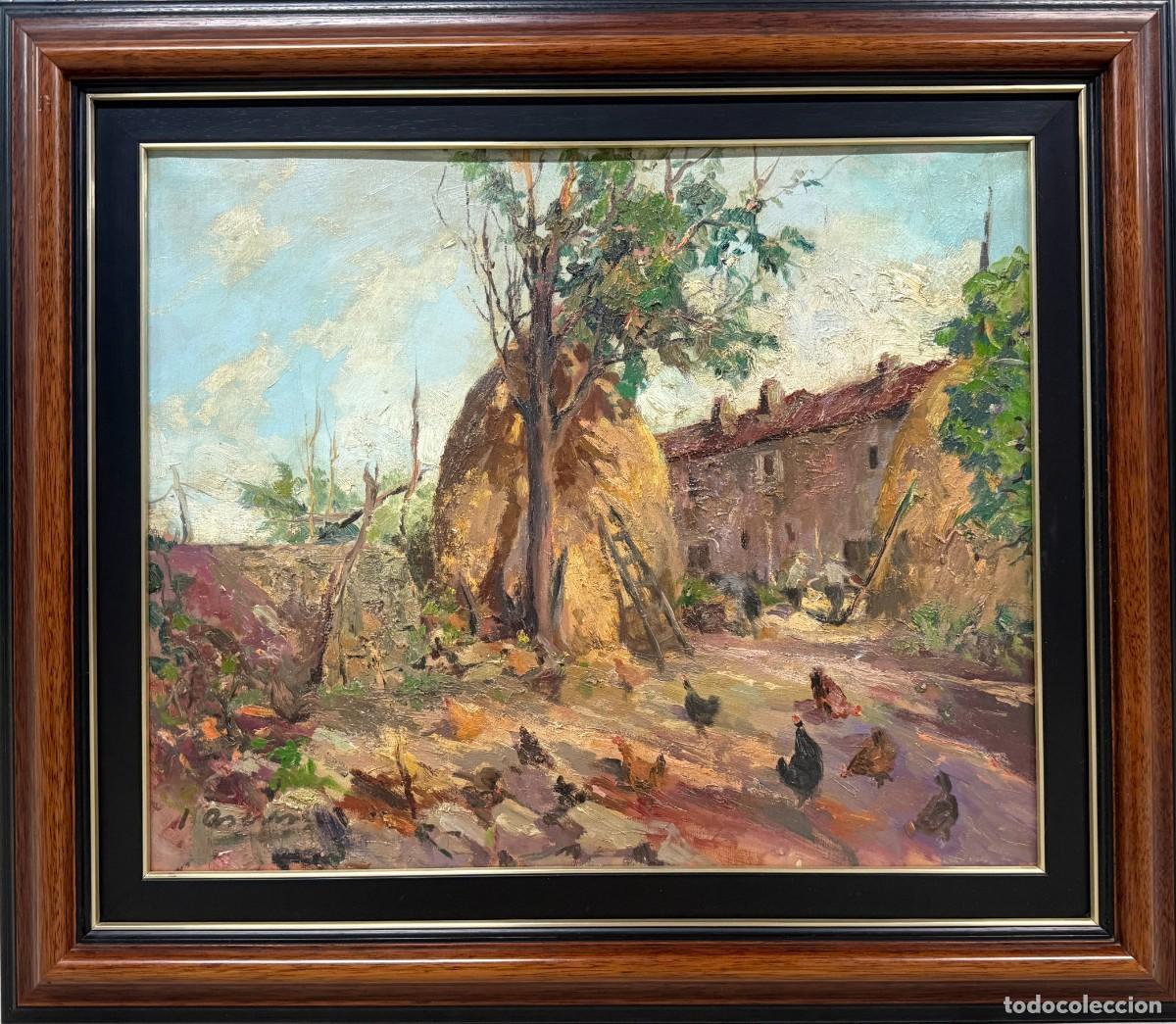 Arte: Joaqu&iacute;n Asensio Marin&eacute; &ndash; Paisaje rural del Montseny con mas&iacute;a y almiares &Oacute;leo