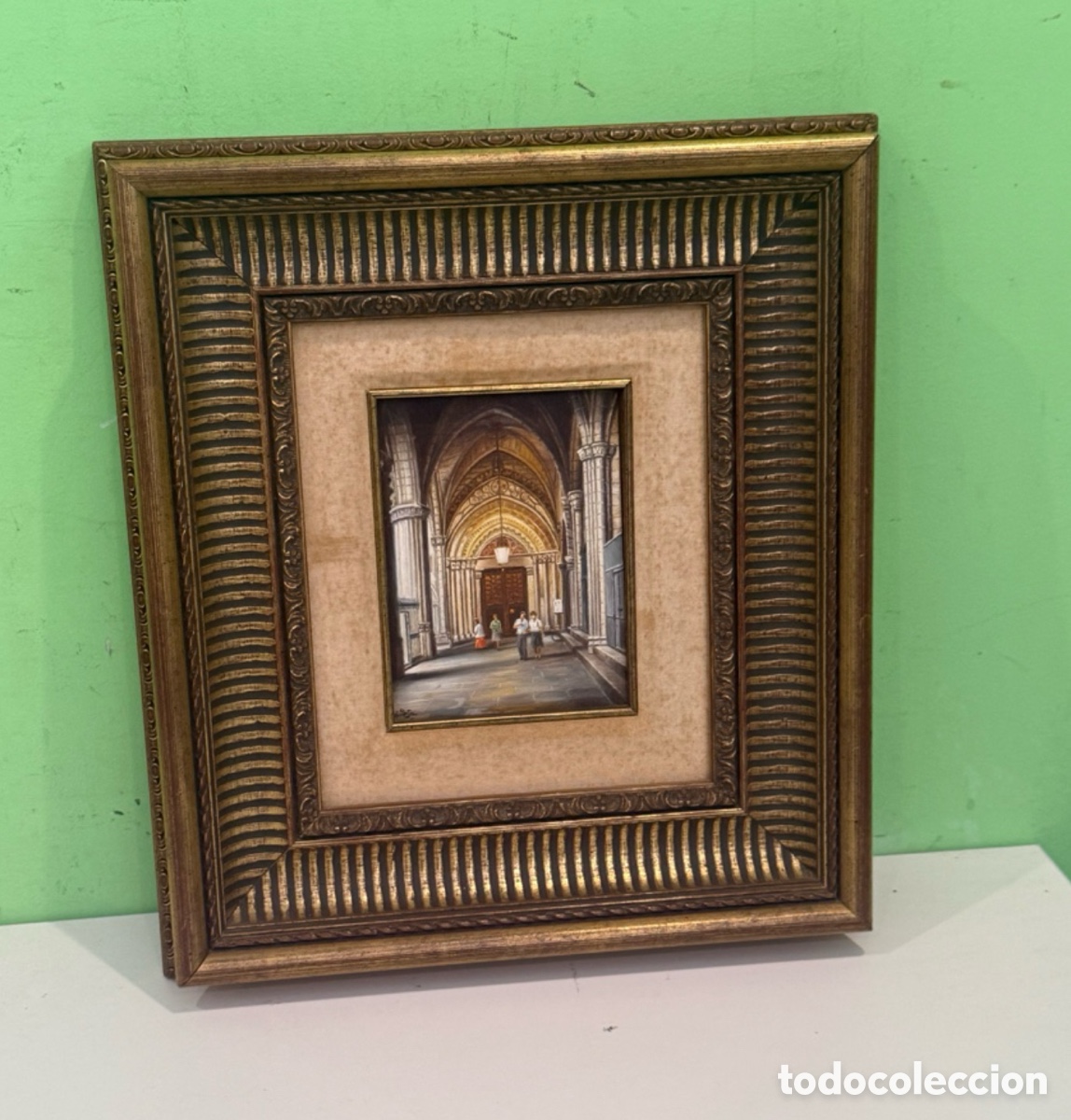 Arte: Eduardo Liesa &ndash; &Oacute;leo sobre tablex firmado &ndash; Interior arquitect&oacute;nico (30x35 cm)