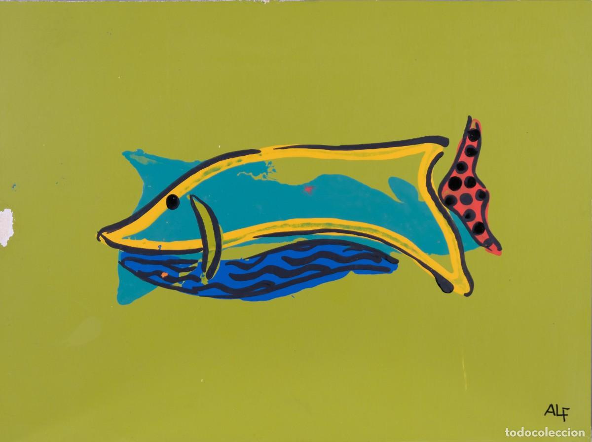 Arte: ALFREDO LANZ (Madrid, 1945) Acr&iacute;lico sobre papel Pez Firmado
