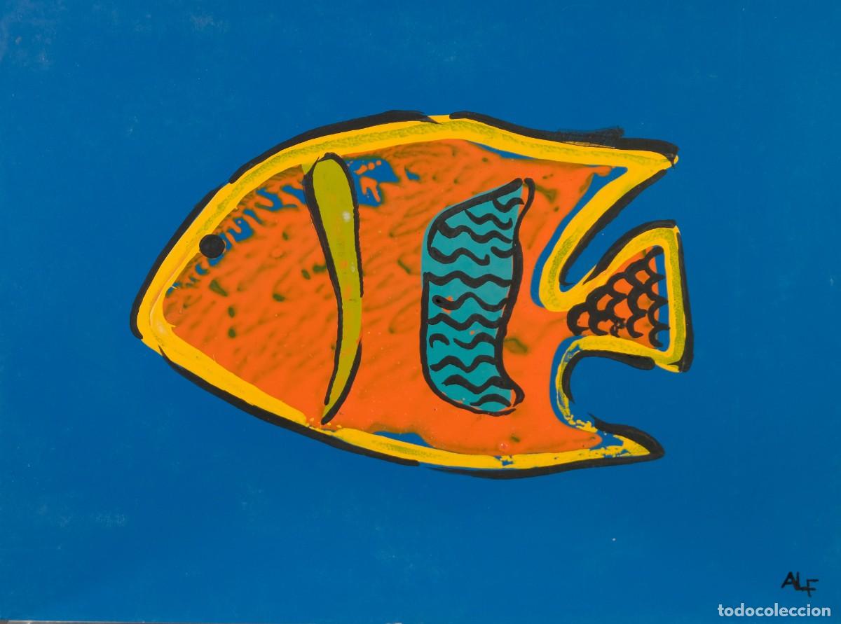 Arte: ALFREDO LANZ (Madrid, 1945) Acr&iacute;lico sobre papel Pez Firmado