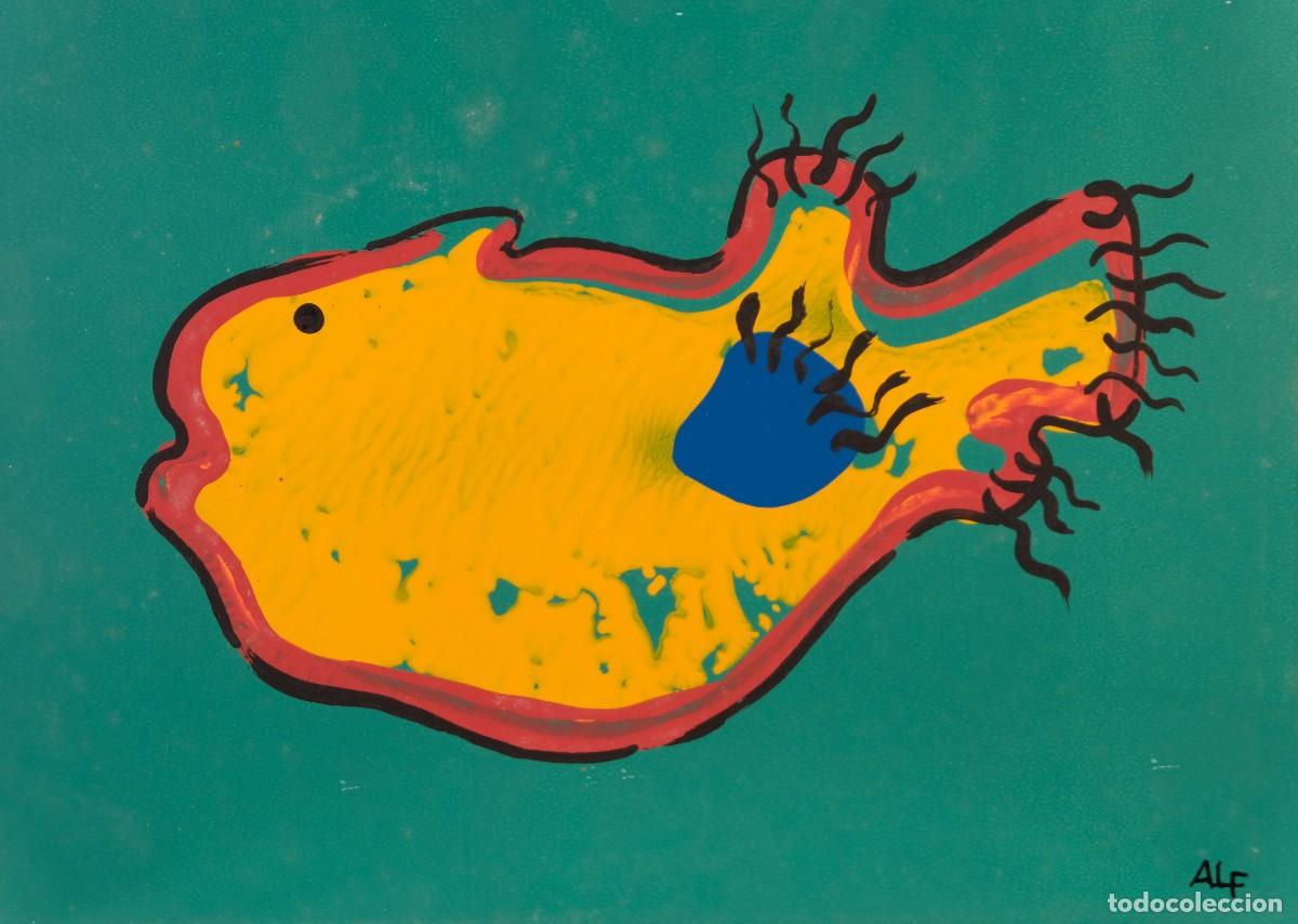 Arte: ALFREDO LANZ (Madrid, 1945) Acr&iacute;lico sobre papel Pez Firmado