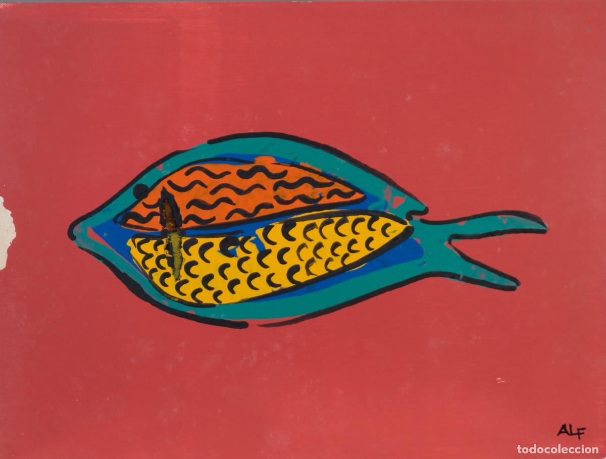 Arte: ALFREDO LANZ (Madrid, 1945) Acr&iacute;lico sobre papel Pez Firmado