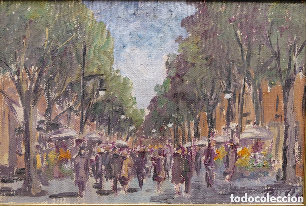 Arte: Joan Par&eacute;s Gomis (1939). Ramblas (1980), &oacute;leo sobre tablex.