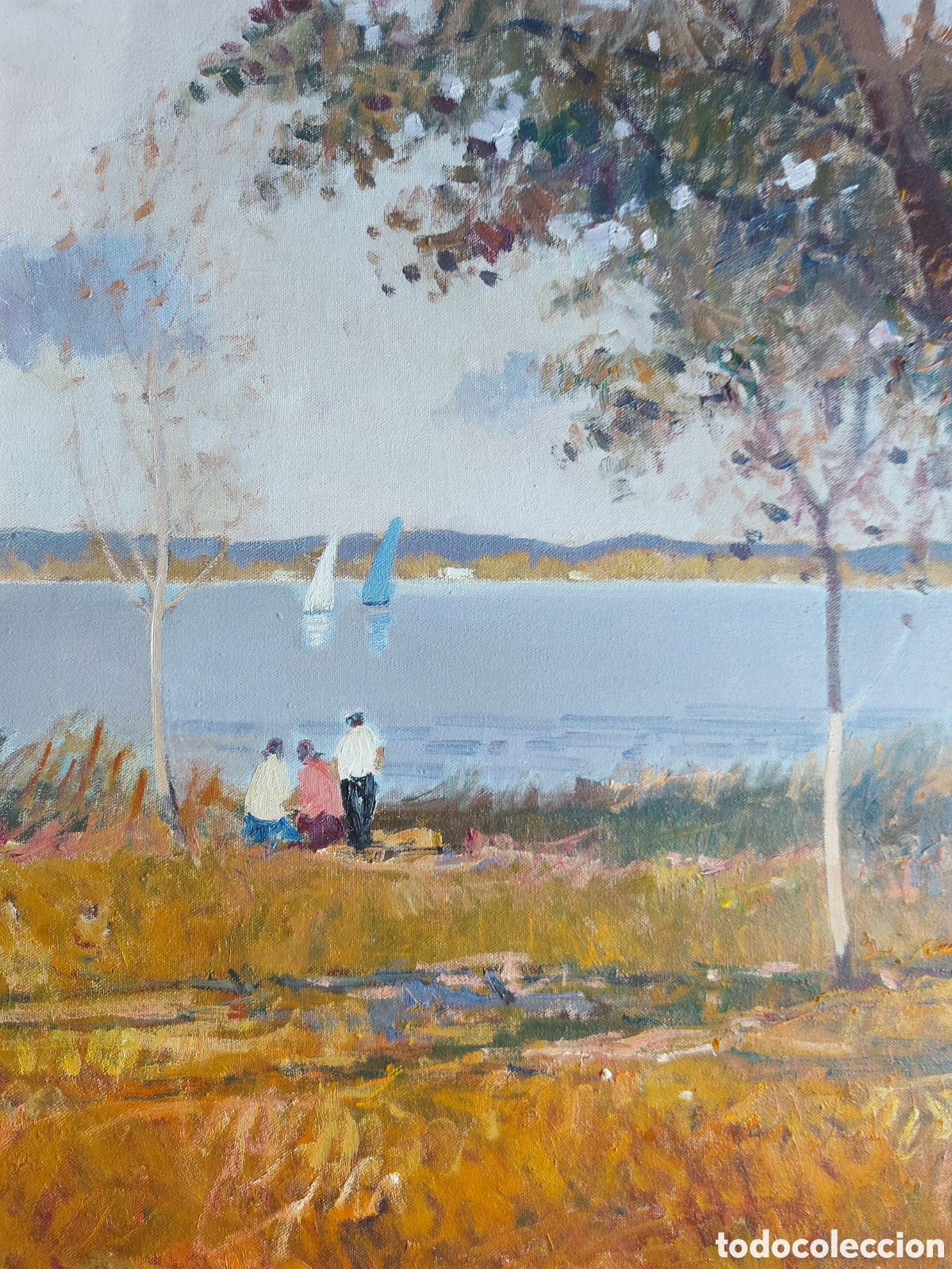 Kunst: SADURNI &rdquo;PANORAMICA DEL LAGO DE BANYOLES&rdquo; OLEO
