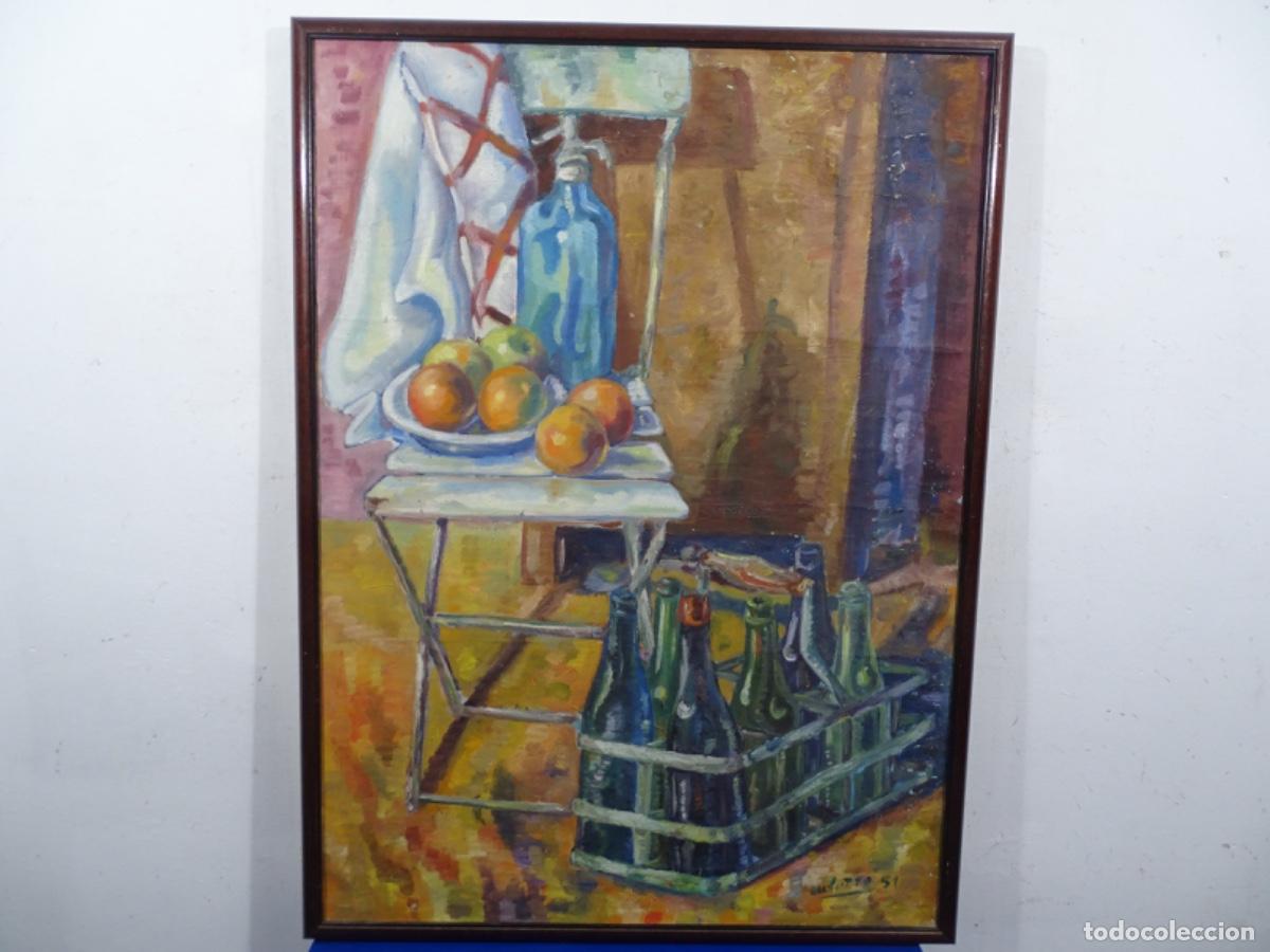 Arte: GRAN OLEO COLORIDO SOBRE TELA FIRMA ILEGIBLE. INTERIOR 1951.
