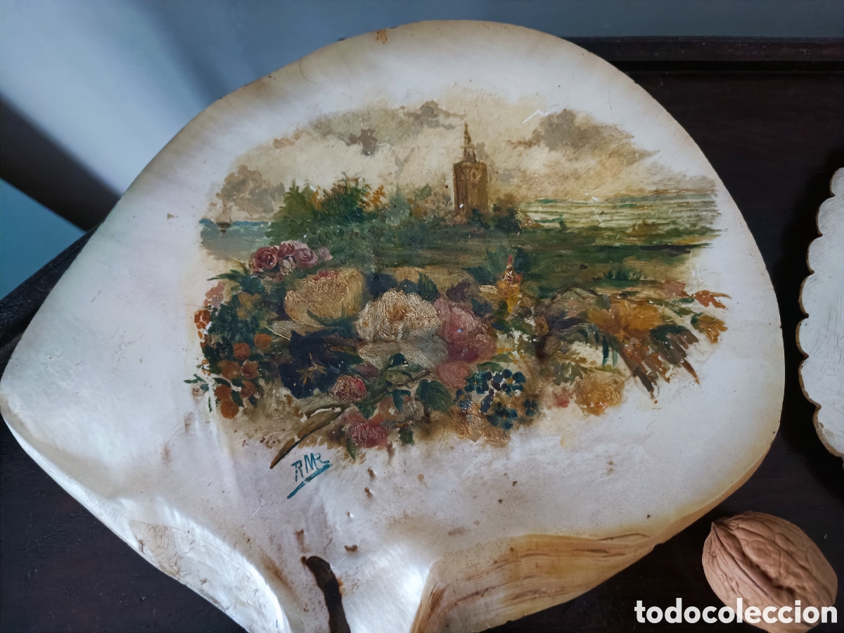 Arte: Conchas pintadas oleo siglo XIX - Foto 3