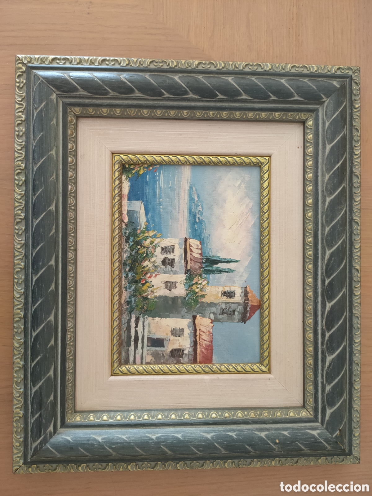 Arte: &Oacute;leo original sobre tabla enmarcado