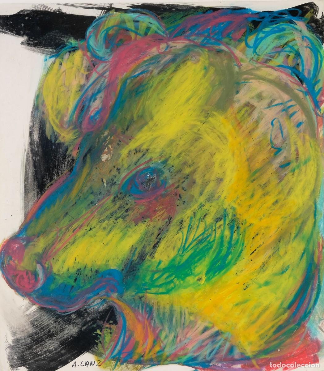 Arte: ALFREDO LANZ (Madrid, 1945) &Oacute;leo sobre papel &rdquo;Oso pardo&rdquo; Firmado