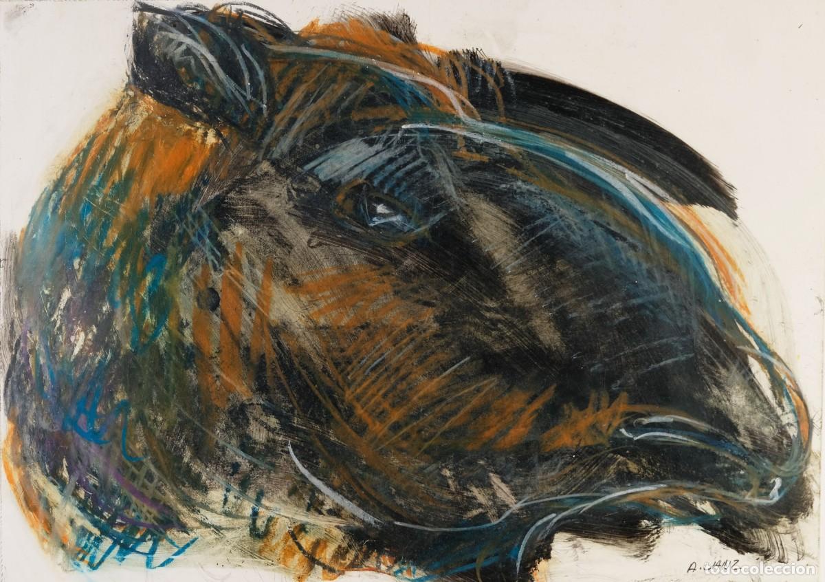 Arte: ALFREDO LANZ (Madrid, 1945) &Oacute;leo sobre papel &rdquo;Dromedario&rdquo; Firmado