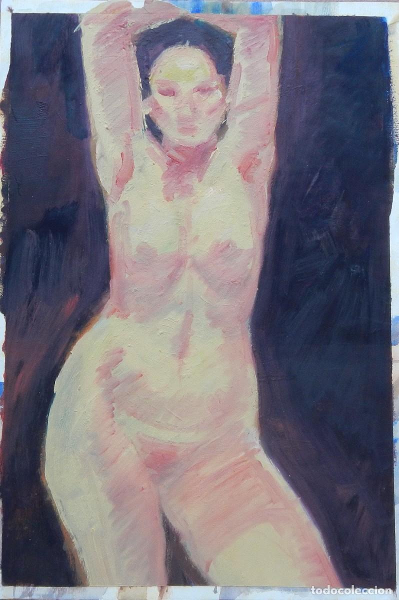 Arte: Carlos Enrique Lencinas G&oacute;mez. &Oacute;leo sobre tela. &rdquo;Desnudo femenino&rdquo;. Sin firmar. 46x31 cm.