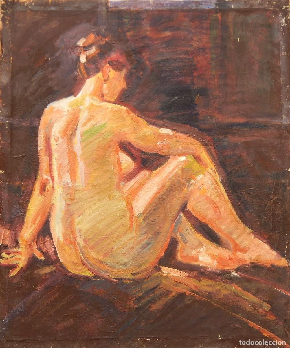 Arte: Carlos Enrique Lencinas G&oacute;mez. &Oacute;leo sobre tela. &rdquo;Desnudo femenino&rdquo;. Sin firmar. 50x41 cm.