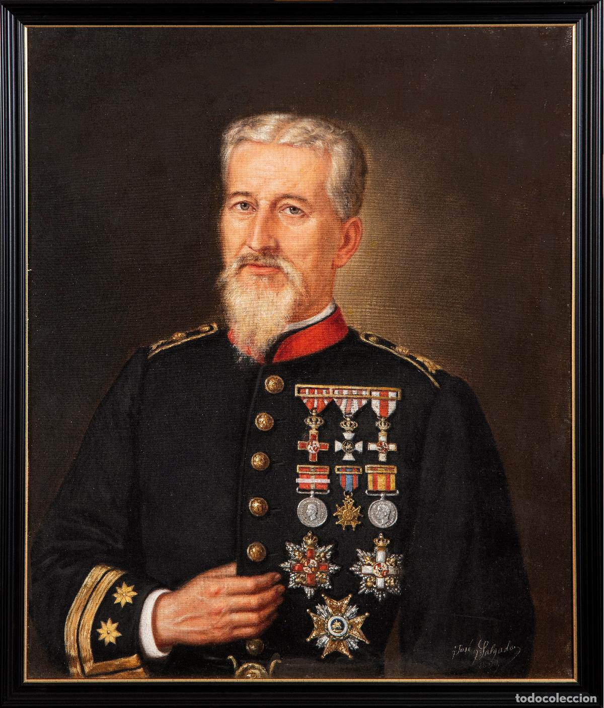Arte: Retrato de caballero militar condecorado Jos&eacute; Mar&iacute;a Salgado Rodr&iacute;guez firmado y fechado en 1880