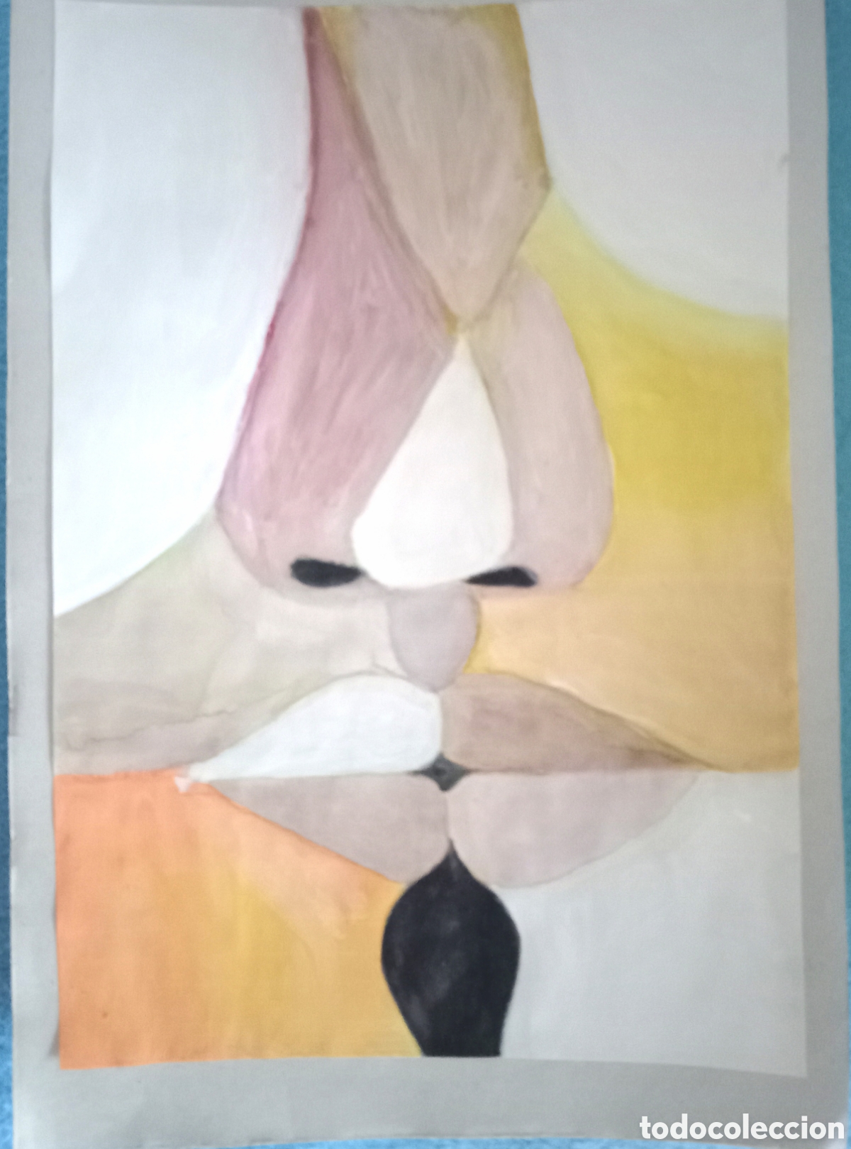 Arte: Original pintura cara abstracta (35) (t&eacute;cnica mixta) acuarela y acr&iacute;lico sobre papel cart&oacute;n doble...