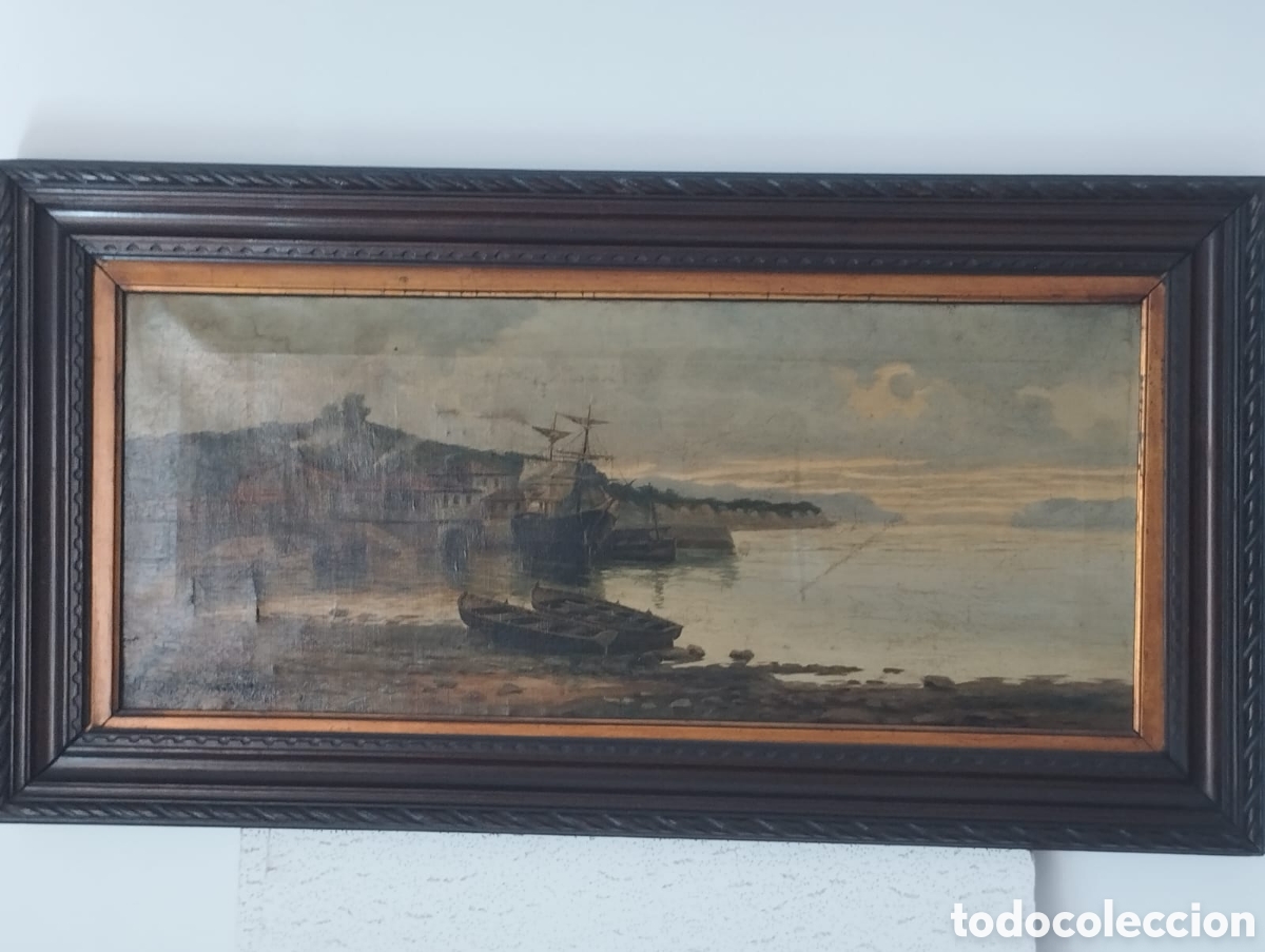 Arte: Antigua marina siglo XIX. Oleo sobre lienzo. Enmarcada no presenta firma
