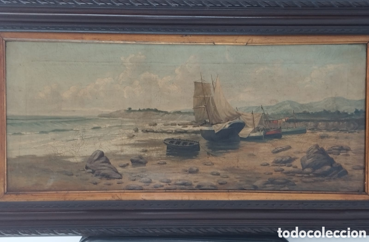 Arte: Antigua marina siglo XIX. Enmarcada no presenta firma