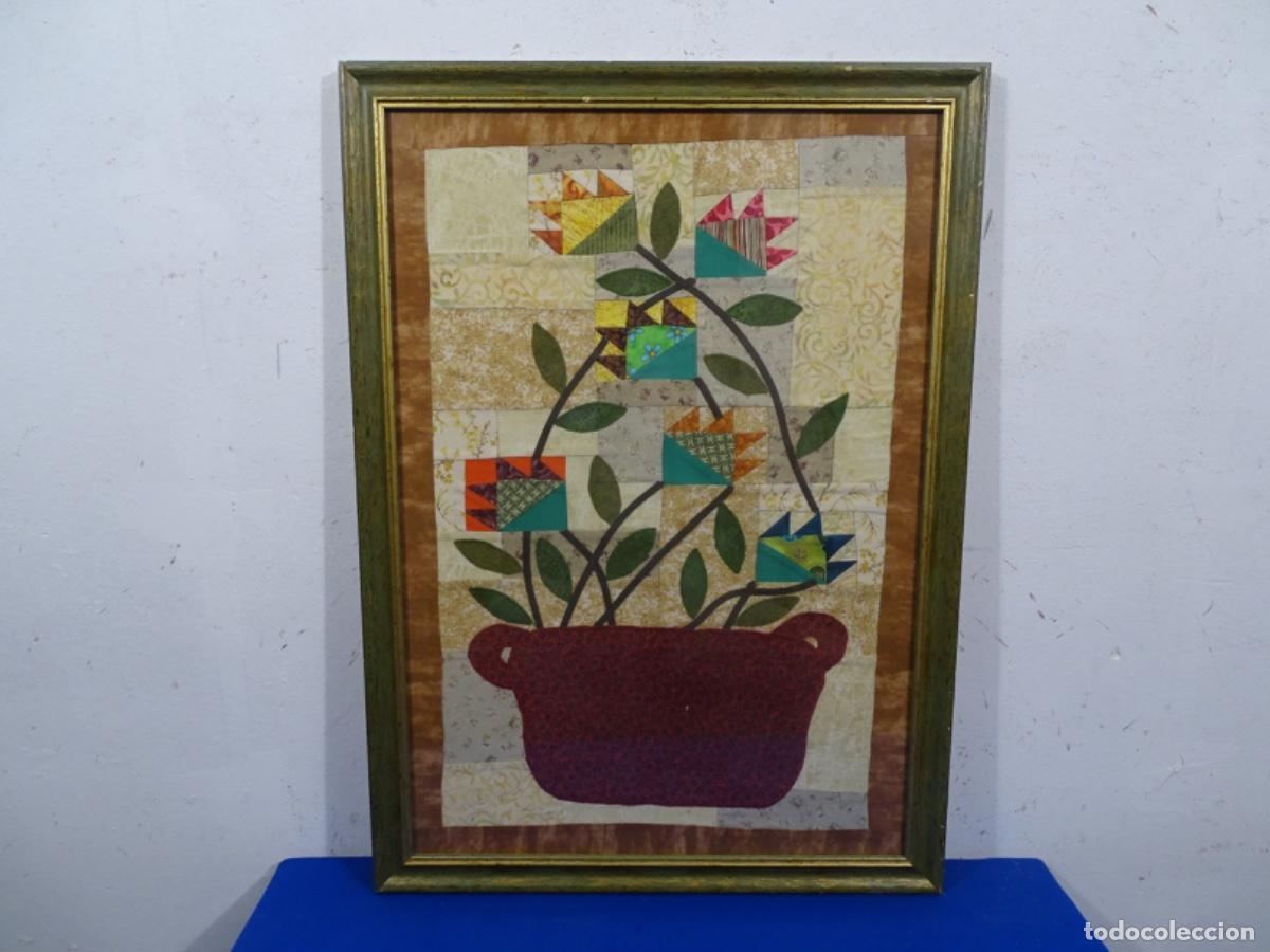Arte: BODEGON FLORES ANONIMO HECHO CON TELAS. OBRA ORIGINAL. - Foto 2