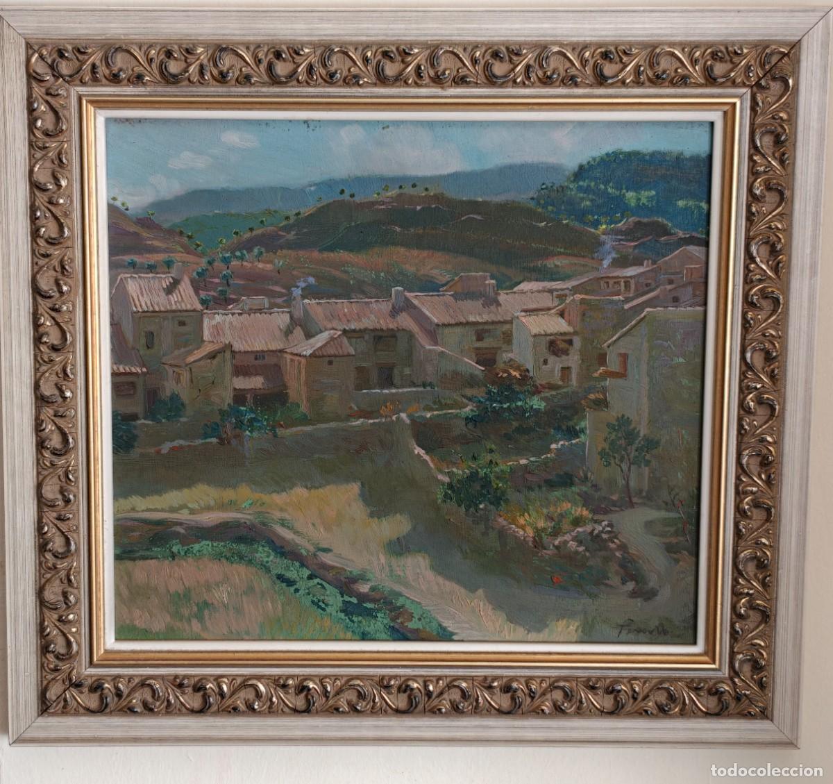 Art: Oleo pintado sobre tabla. Paisaje rural.