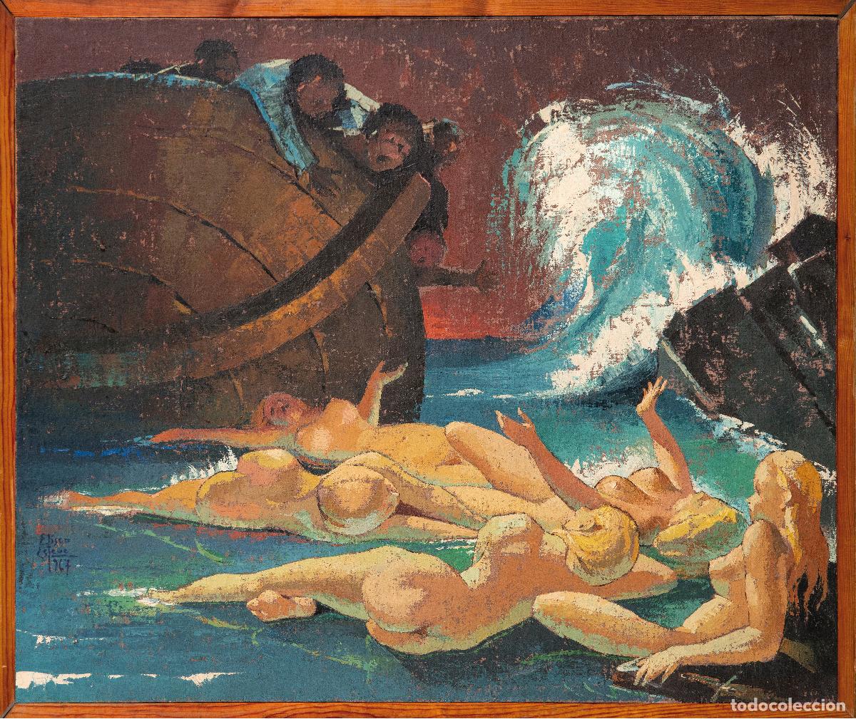 Arte: Canto de sirenas &oacute;leo sobre lienzo Eliseo Esteve Candela firmado y fechado en 1967
