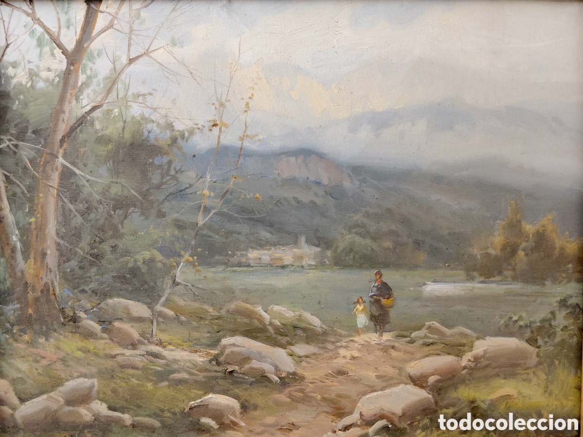 Arte: Escuela olotina (s. XX). Paisaje, &oacute;leo sobre lienzo.
