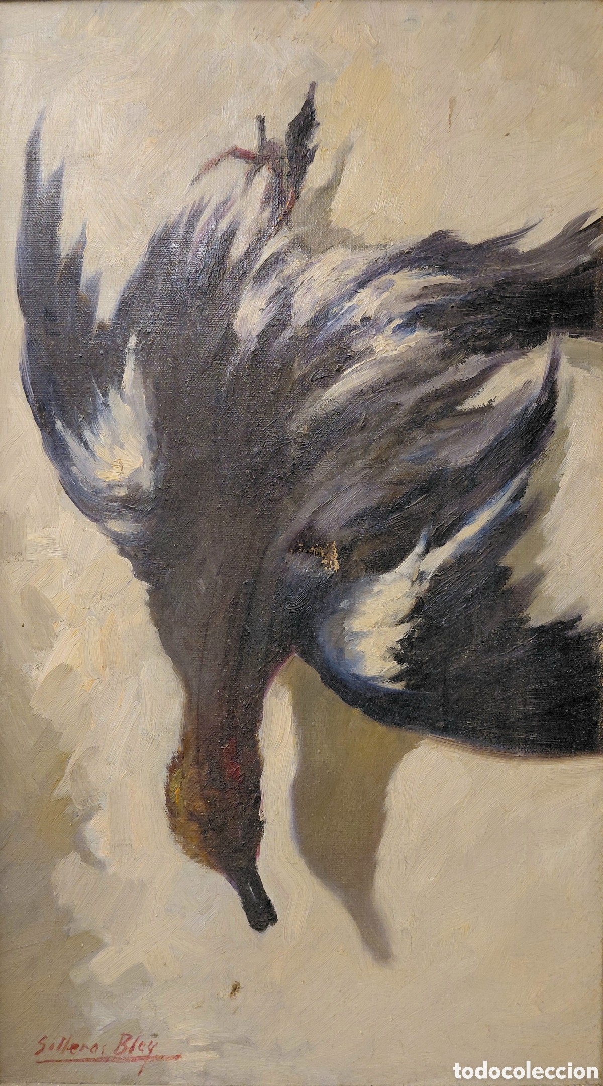 Arte: Pere Salleras Blay (1916-1980) Ave, &oacute;leo sobre lienzo.