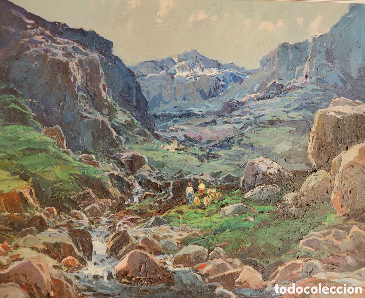 Arte: Ferran Ponsjoan (1865-1954). Paisaje, &oacute;leo sobre lienzo.