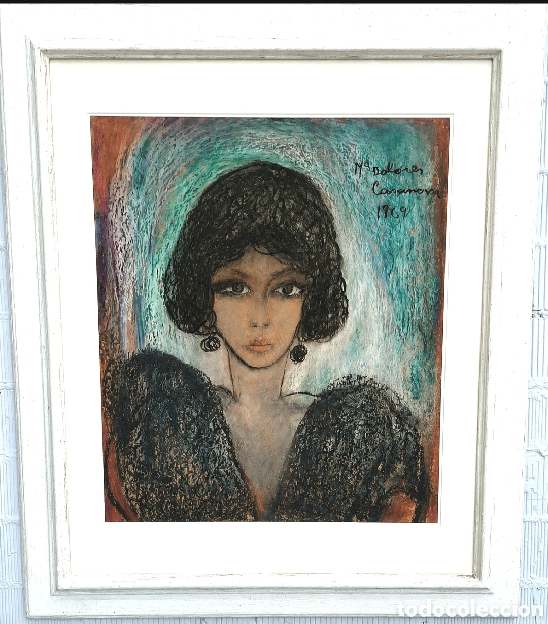 Kunst: Maria Dolores Casanova (Almer&iacute;a 1914-Valencia,2007) &rdquo;Autorretrato&rdquo; ceras sobre papel (56 x 48.5)1969